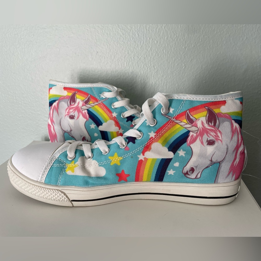Unicorn rainbow high top shoes